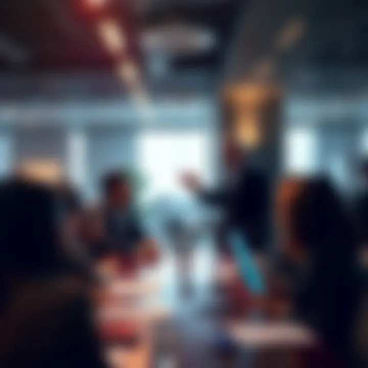 A businessperson confidently leads a team meeting, discussing strategies to adapt in a fast-changing marketplace.