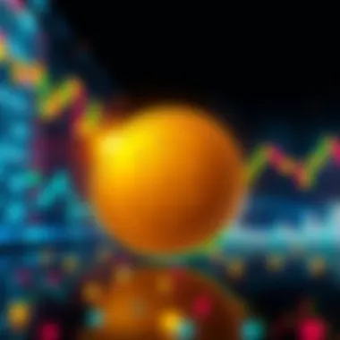 A digital representation of the Buttcoin logo surrounded by fluctuating graphs and currency symbols, reflecting the volatility of the cryptocurrency market