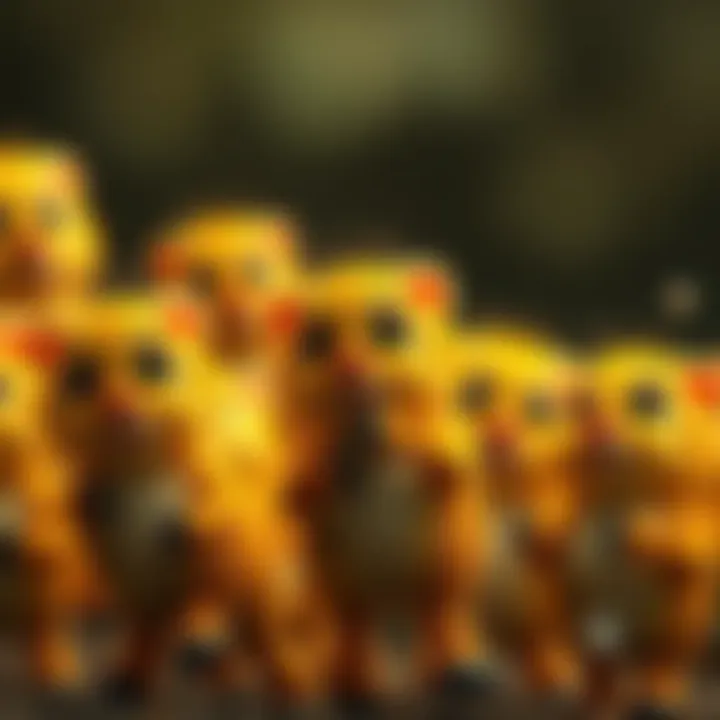 A group of small butters displaying varied expressions as they interact with their surroundings, some seemingly deep in thought.