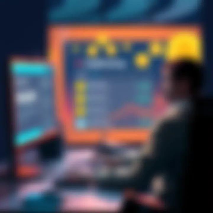 A person sitting at a computer with cryptocurrency symbols on the screen, showing options for buying crypto without ID verification