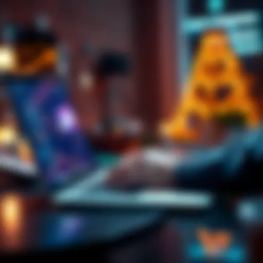 A person using a laptop to purchase cryptocurrency on a peer-to-peer platform without KYC verification