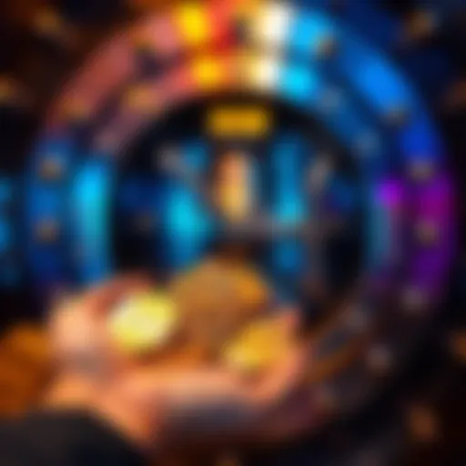 A person holding gold and silver coins in front of a secure vault, representing investment in physical metals.