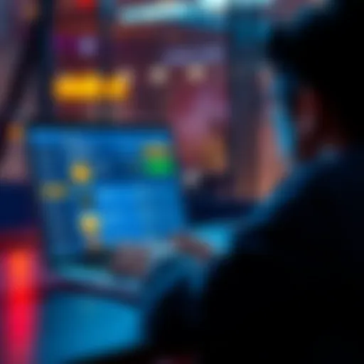 A person looking at a laptop screen showing Coinbase with USCR crypto options