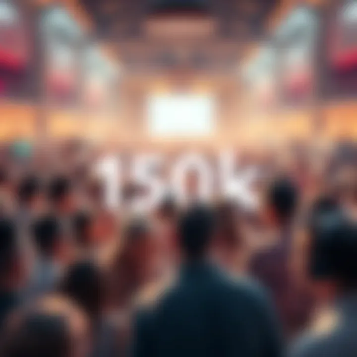 Buzz Around 150k Mark A crowd of people discussing and sharing ideas about reaching the 150k mark, showing a sense of excitement and anticipation.