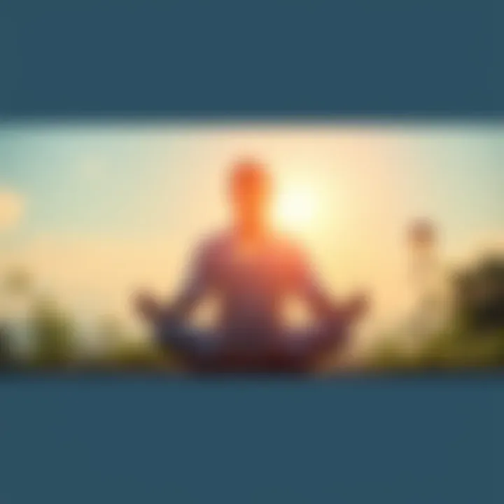 A person sitting cross-legged in a serene environment, practicing meditation to promote calmness and focus, surrounded by nature.