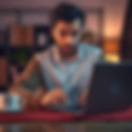 Canceling Subscription Challenges A frustrated person trying to cancel a subscription on a laptop with a confused expression