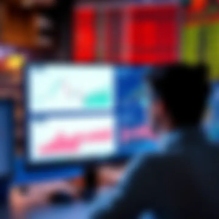 A person looks at multiple charts and graphs on a computer screen, showing differing capital gains from various platforms related to Solana and NFT trades.