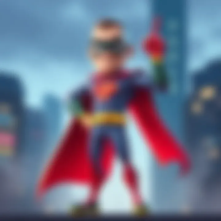 CaptainBNB the superhero CaptainBNB, a colorful superhero character, stands proudly with a cape and a creative pose, showcasing strength and creativity.