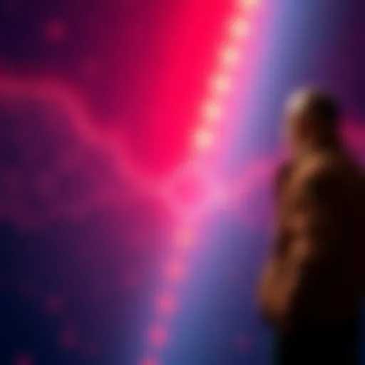 A visual representation of the Cardano blockchain experiencing a split, with an image of a worried developer and an FBI agent observing the situation.