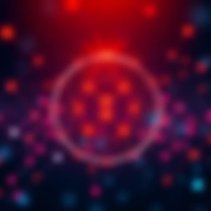 A digital representation of Cardano's symbol with interconnected nodes, signifying decentralization and democracy in finance.