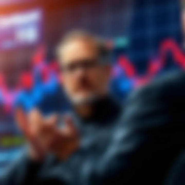 Cardano's founder expressing concerns about the low sentiment in the cryptocurrency market, with downward trend charts in the background