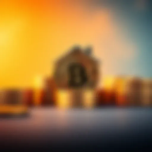 A graphic representation of Bitcoin coins stacked with a multifamily housing symbol, showcasing Cardone Capital's investment in both cryptocurrency and real estate.