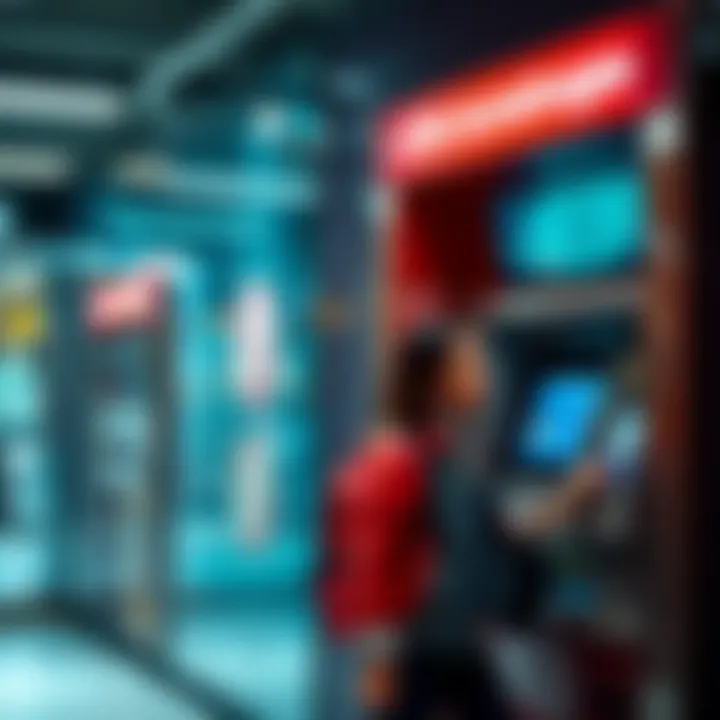 A traveler using an ATM abroad with no extra withdrawal fees