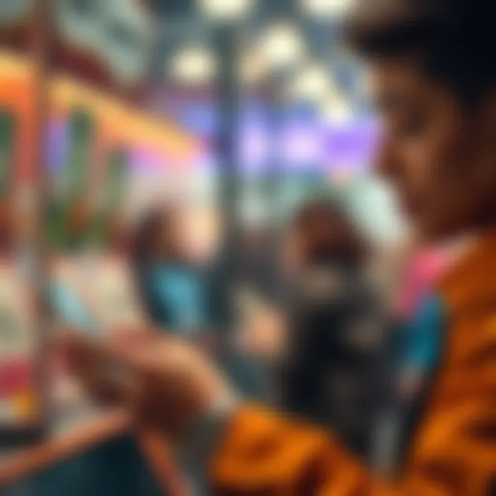 A person using a smartphone to cash out points with a focused expression