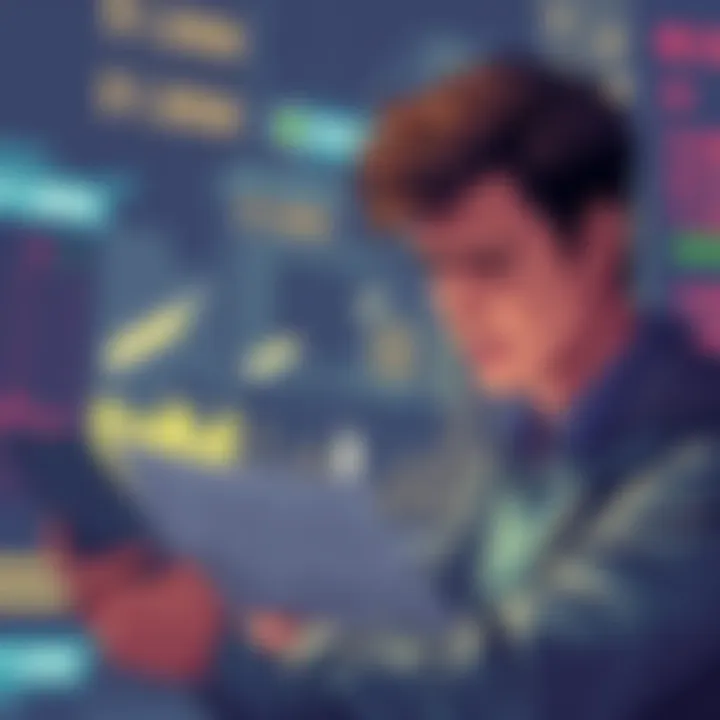 Cash-out crypto profits illustration A person looking stressed while checking their phone and financial documents, representing the challenges of cashing out crypto profits during a bull run.