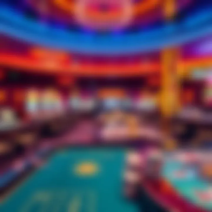 A graphic showing a casino environment with gambling activities, illustrating how revenue is generated in DeFi liquidity pools.