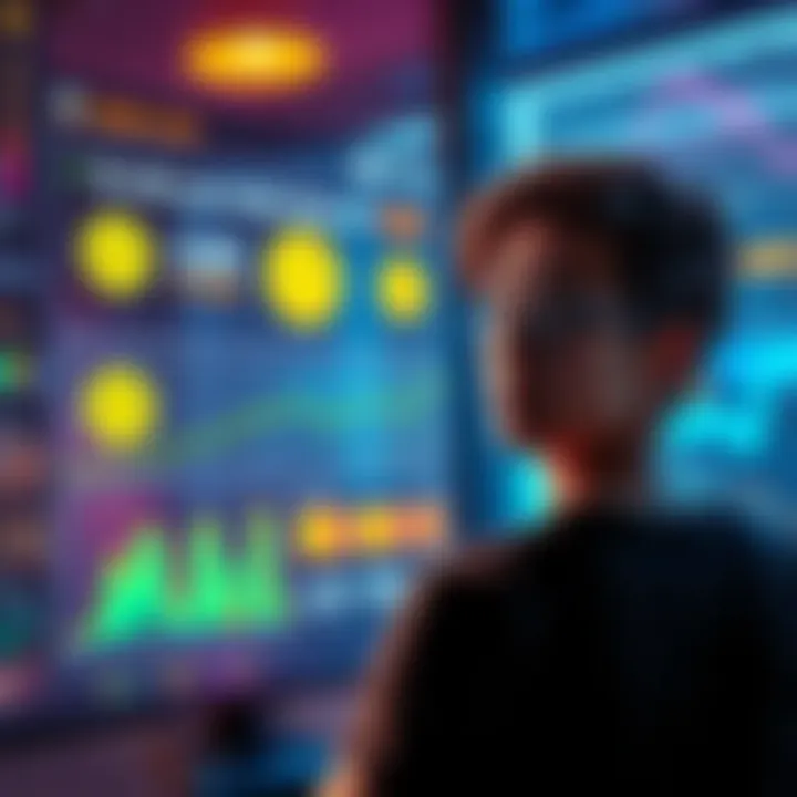 A person looking at a graphic display showing their daily performance with smiley faces and colorful dashes, encouraging a light-hearted mood.
