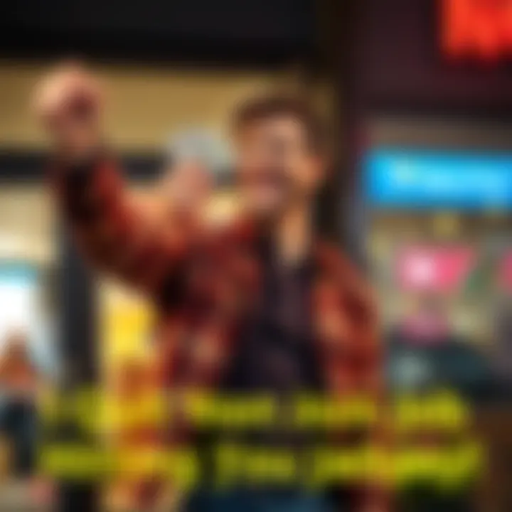 A joyful individual holding cash with a big smile, signifying a life-changing financial victory, standing outside their workplace