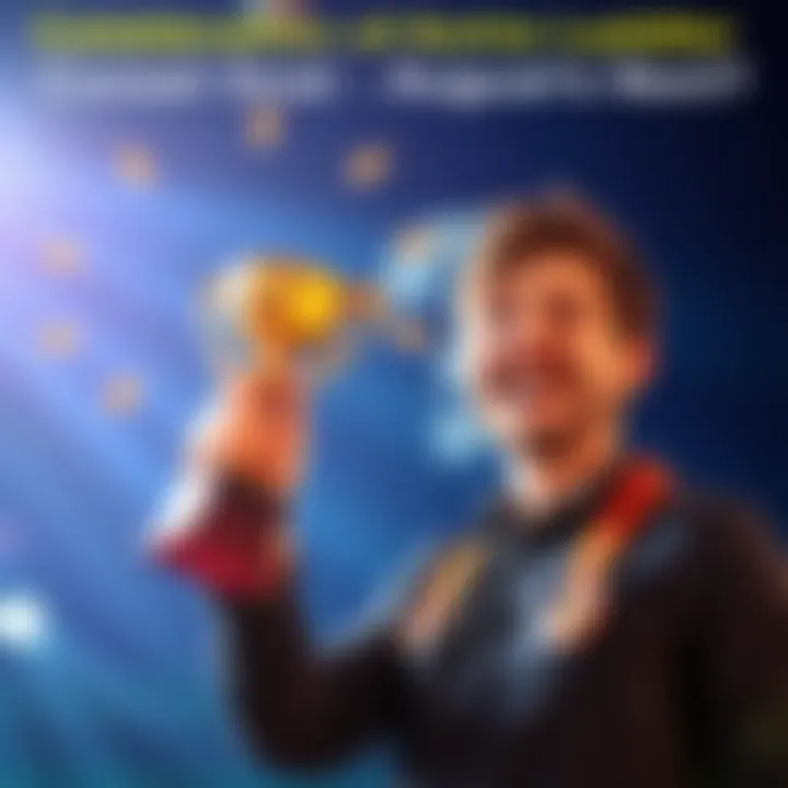 A happy person holding a trophy, symbolizing the completion of the August Goal Ladder, with a question mark in the background about future challenges.