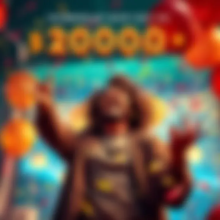 A person joyfully celebrating their entry into the 2000 Club with confetti and balloons.