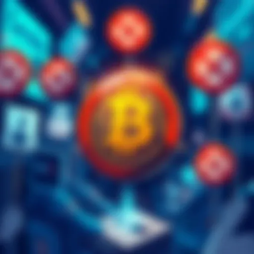 A digital illustration showing a Bitcoin symbol surrounded by restricted signs, symbolizing censorship in online forums.