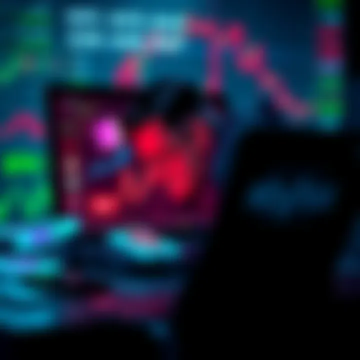 A frustrated trader looking at restricted trading options on a laptop with logos of OKX and Bybit visible.