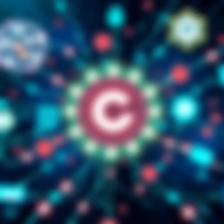 Illustration showing Chainlink logo connecting various financial systems and blockchains, representing interoperability and secure data flows.