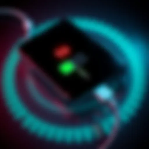 A close-up of a Solana Seeker phone showing a charging cable connected while displaying a low battery icon.