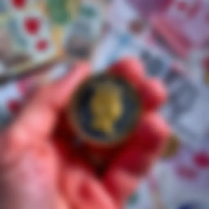 A person holding a Charles III coin, showcasing the portrait against a backdrop of Canadian currency.