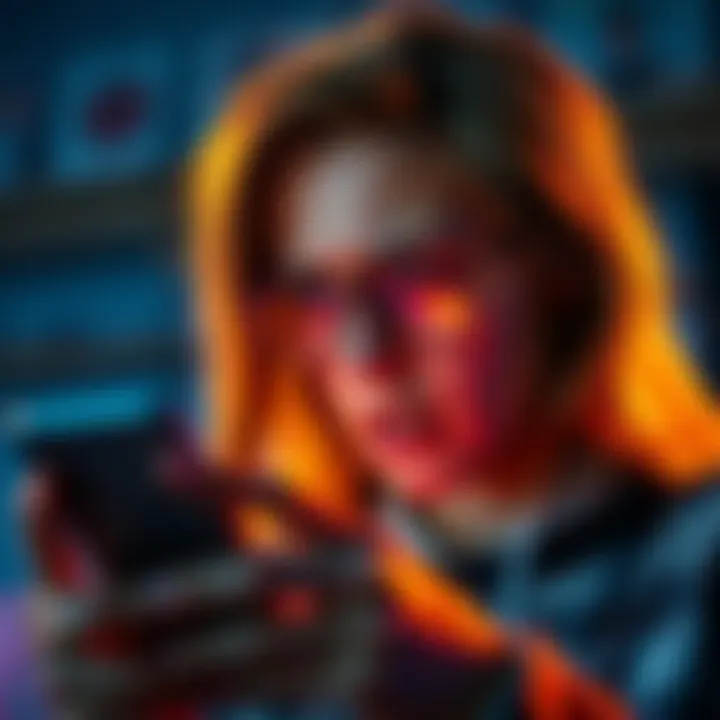 A person looking frustrated while trying to access a chat feature on their device, with an error message displayed on the screen.