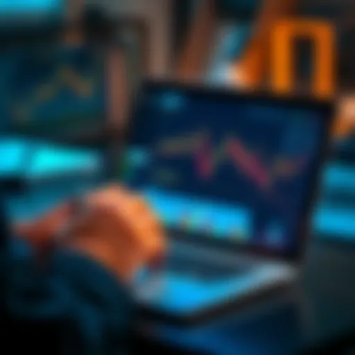 A person analyzing options for an asset aggregator on a laptop screen with charts and graphs.
