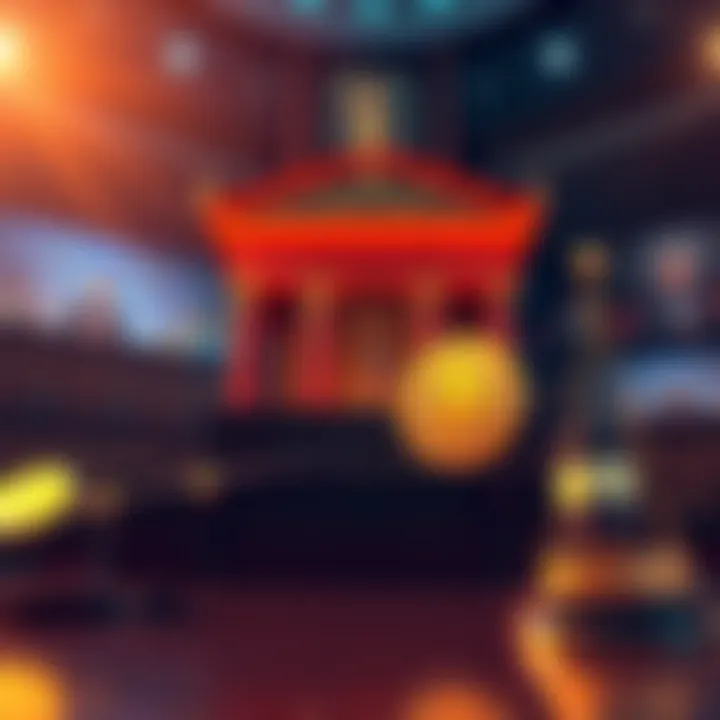 Visual representation of a class action lawsuit with symbols of cryptocurrency and a courtroom setting
