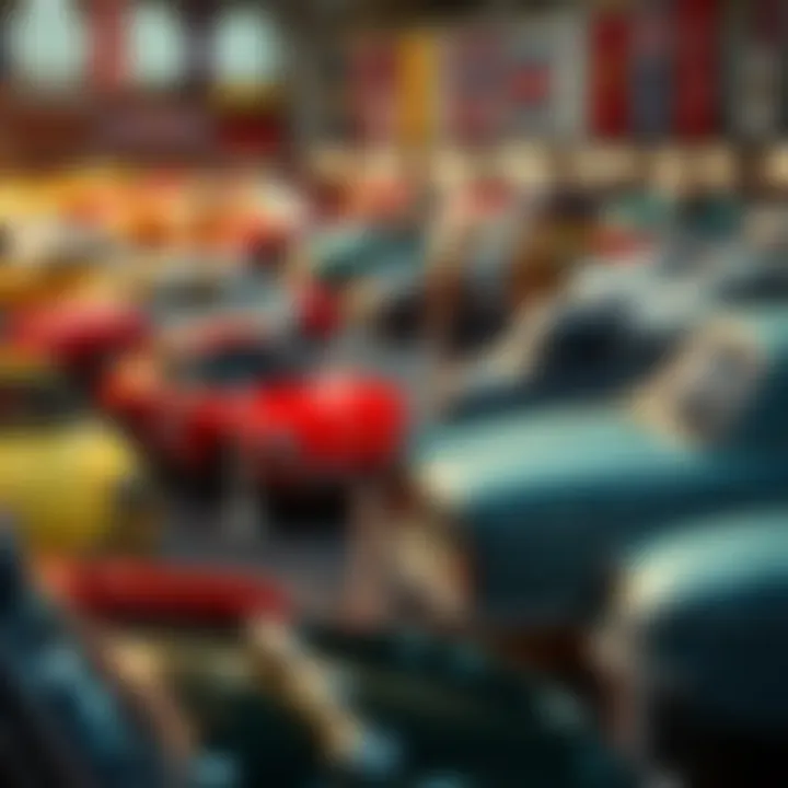 Classic Car Auction A vibrant classic car auction scene with various vintage vehicles on display, attracting car enthusiasts and collectors, evoking nostalgia for traditional auction platforms.