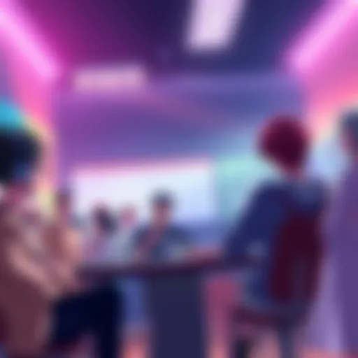 A group of anime fans debating the merits of 'Classroom of the Elite' in a lively setting, showcasing mixed reactions.