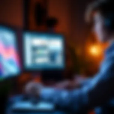 A person using a computer to edit content on a website, showcasing a user-friendly interface.