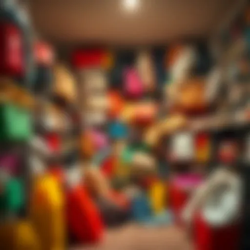 A messy room filled with shopping bags and unused items, showing the consequences of overspending