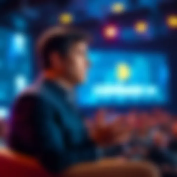 The CEO of Coinbase discussing the impact of cryptocurrency on banks at a conference