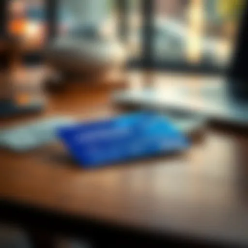 A Coinbase credit card lying on a wooden table with some dollar bills and a laptop in the background, illustrating the issues cardholders face.