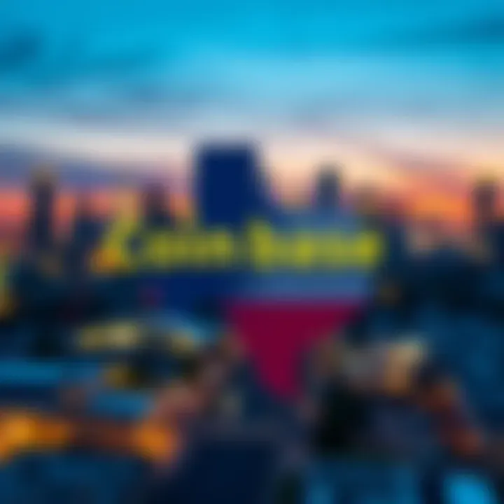 Coinbase headquarters relocation announcement with Texas skyline in the background