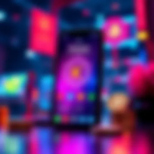 CoinEX advertisement showcasing Kaspa on Google Play Store with bright colors and crypto symbols