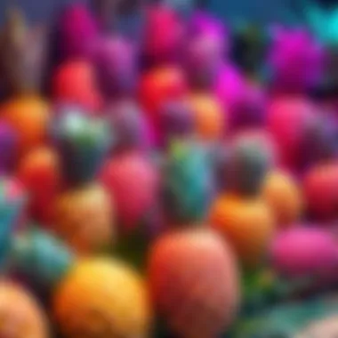 A vibrant arrangement of pineapples in various styles and settings, showcasing their popularity in fashion and food.