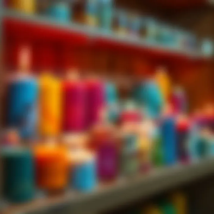 A display of various colorful godcandles arranged on a wooden shelf, showcasing different sizes and scents, creating a cozy atmosphere.