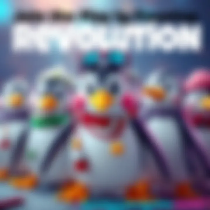 A group of cartoon-style penguins wearing trendy accessories, representing the PENGU community spirit.