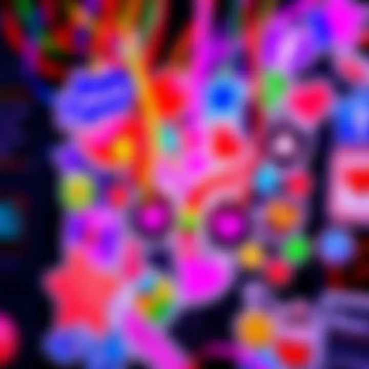 A variety of colorful streamer stickers displayed on a digital interface, enhancing user interaction and creativity.