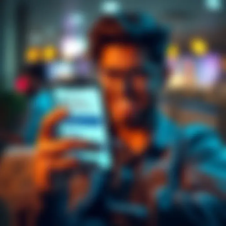 A person typing their age in a comment section on a mobile phone, looking excited about a cash opportunity