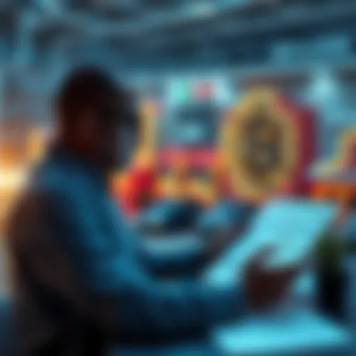 A person analyzing commercial real estate properties and calculating potential rental income to invest in Bitcoin.