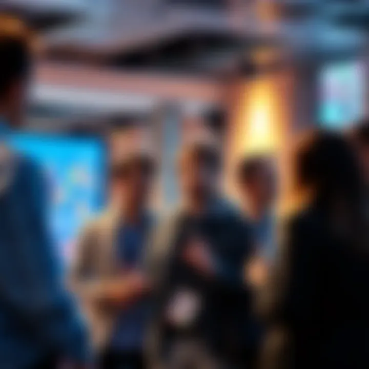 A group of people engaging in a discussion about market trends and investment strategies.