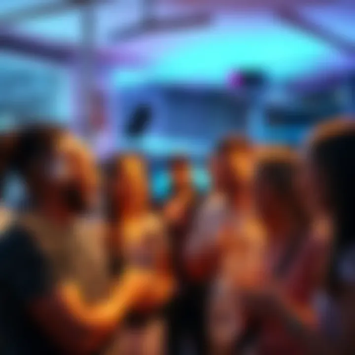 A lively group of people engaged in a cheerful discussion at a local event, showcasing excitement and unity.