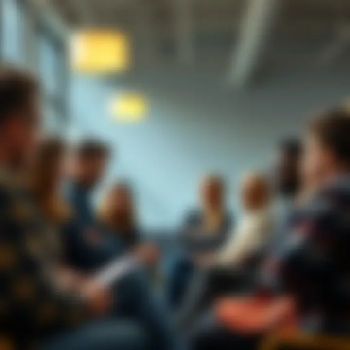 Community Responding to Challenges A group of diverse people discussing strategies in a community center, focused and engaged