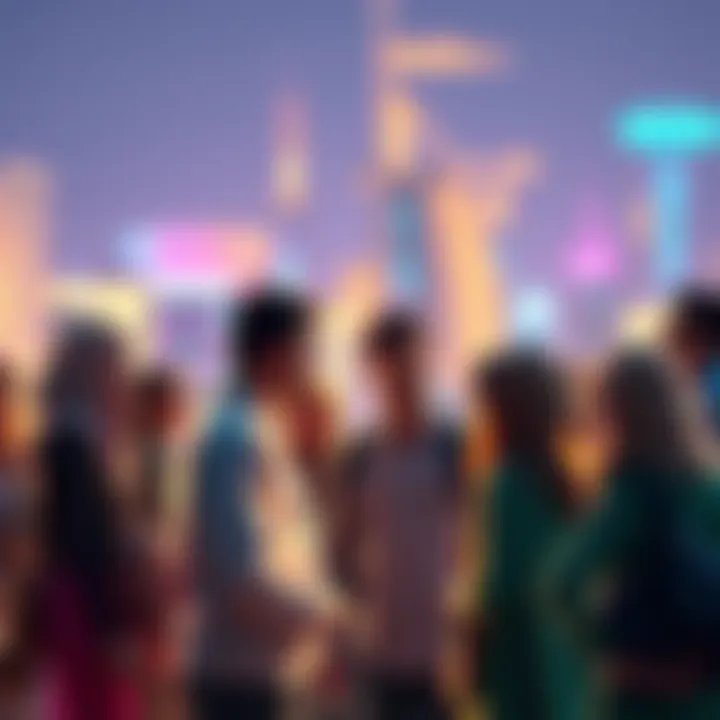 A group of people discussing and helping each other with signup problems in Dubai
